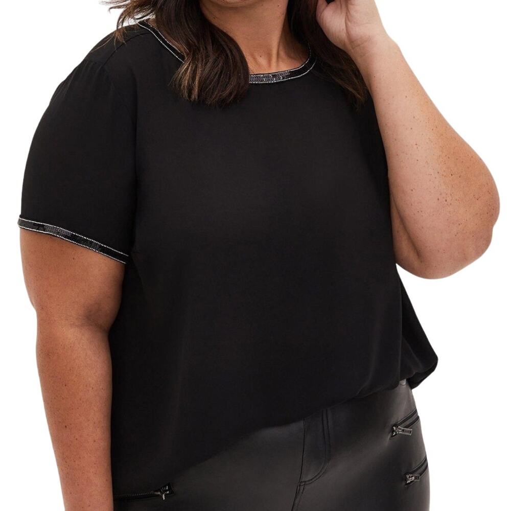 Torrid Abbey Georgette Embellished Blouse Top Sequin Lightweight Chic Black 5